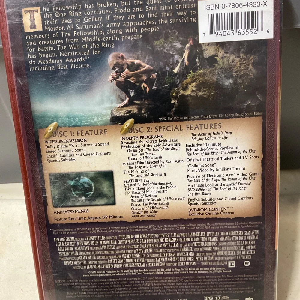 DVD - The Lord of the Rings   The Two Towers. V122